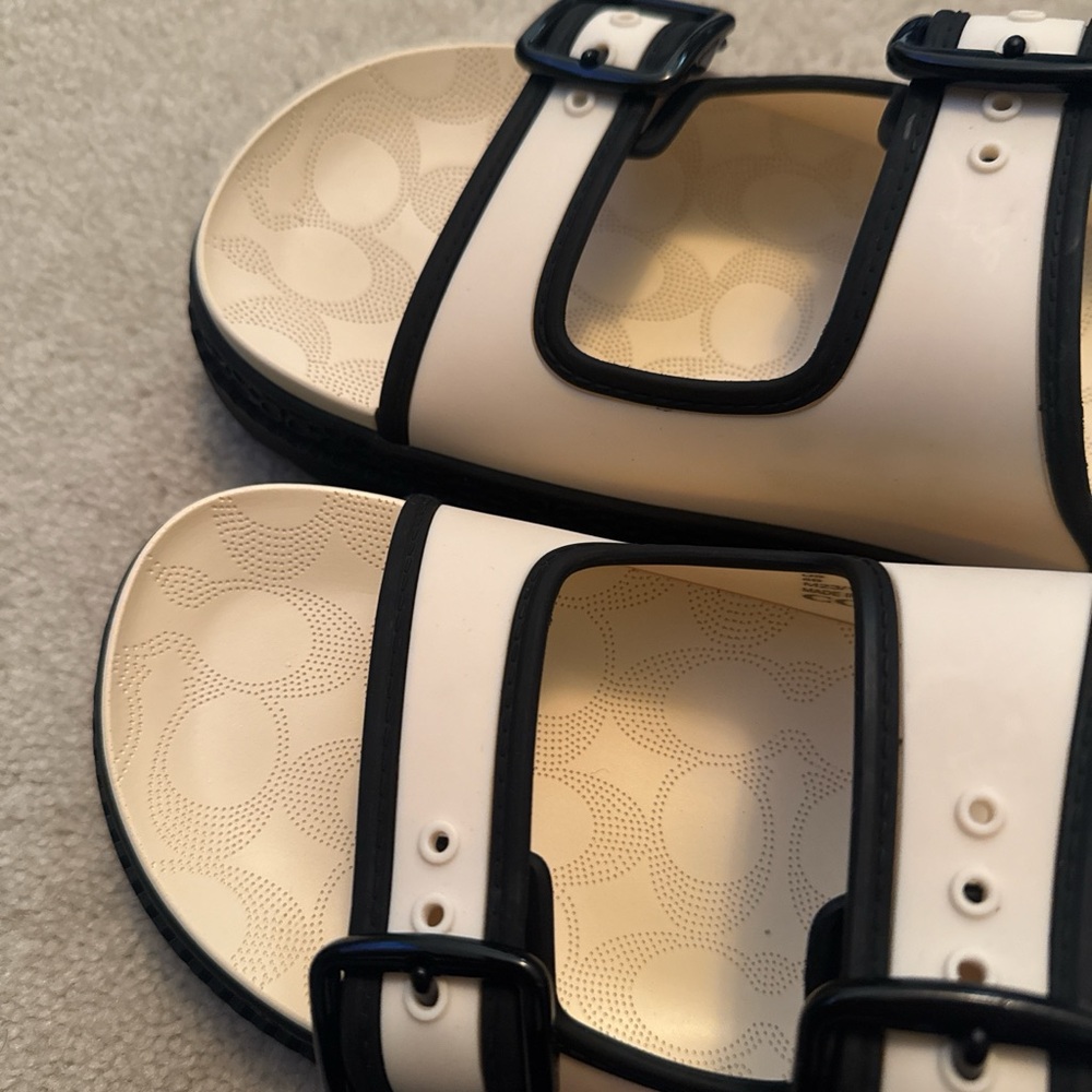 Women's Black and White Coach Sandals - Picture 3 of 3